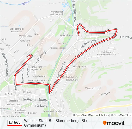 665 Bus Line Map