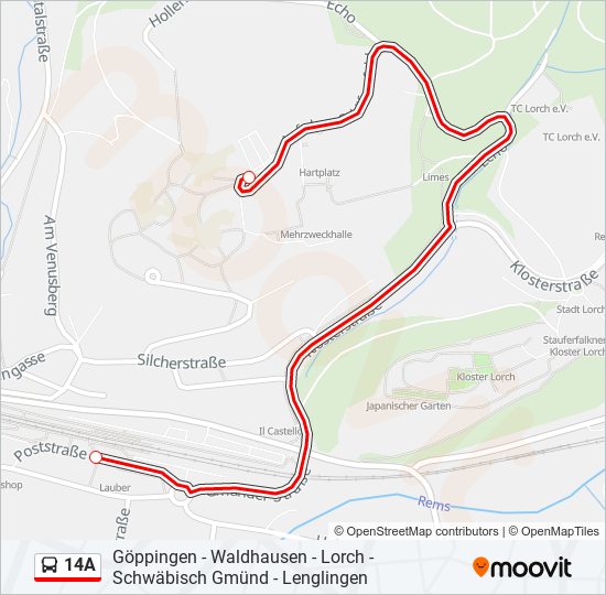 Buslinie 14A Karte