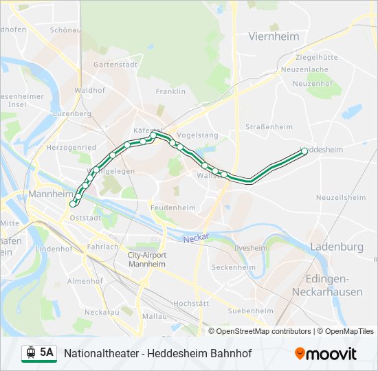 Straßenbahnlinie 5A Karte