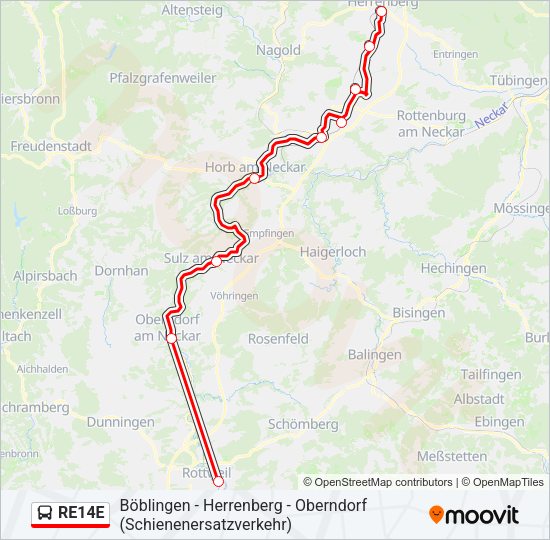 RE14E Bus Line Map