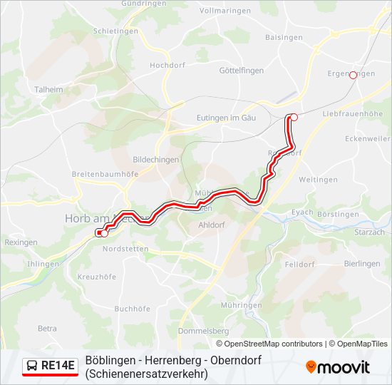 RE14E Bus Line Map
