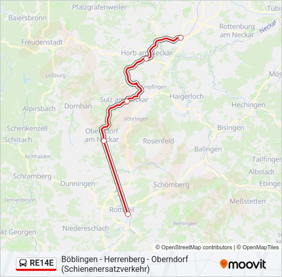 RE14E Bus Line Map