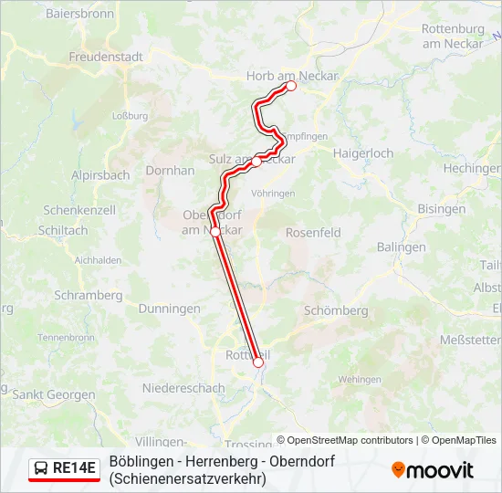 RE14E Bus Line Map