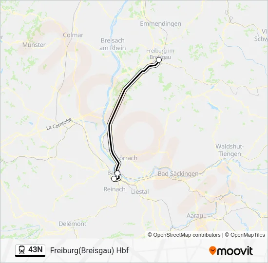 Поезд 43N: карта маршрута