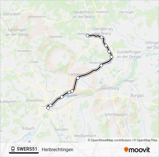 Поезд SWERS51: карта маршрута