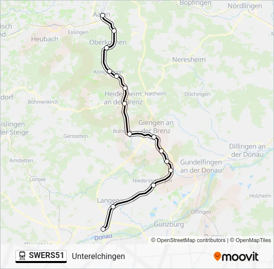 Поезд SWERS51: карта маршрута
