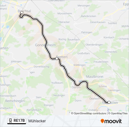 Поезд RE17B: карта маршрута