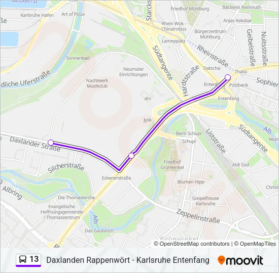 13 Bus Line Map