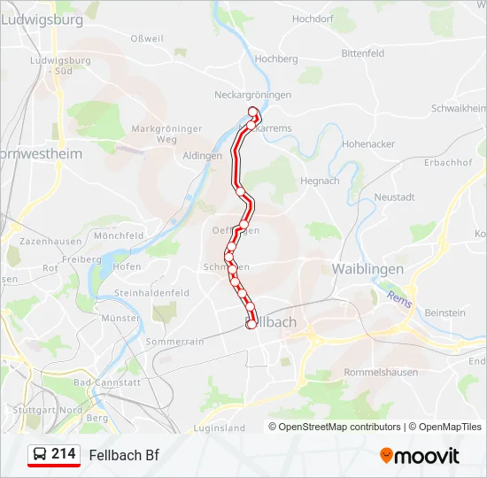 214 Bus Line Map