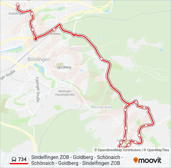 734 Bus Line Map