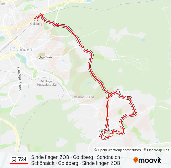 734 Bus Line Map