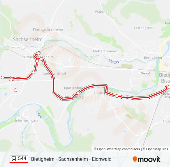 544 Bus Line Map