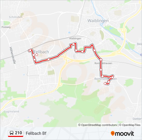 210 bus Line Map