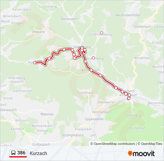 386 bus Line Map