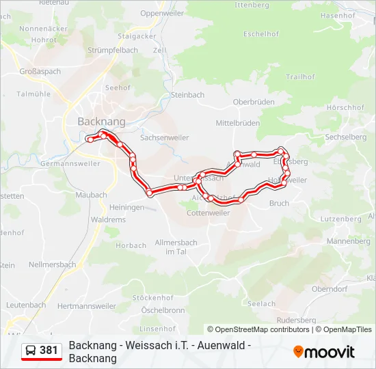 381 Bus Line Map