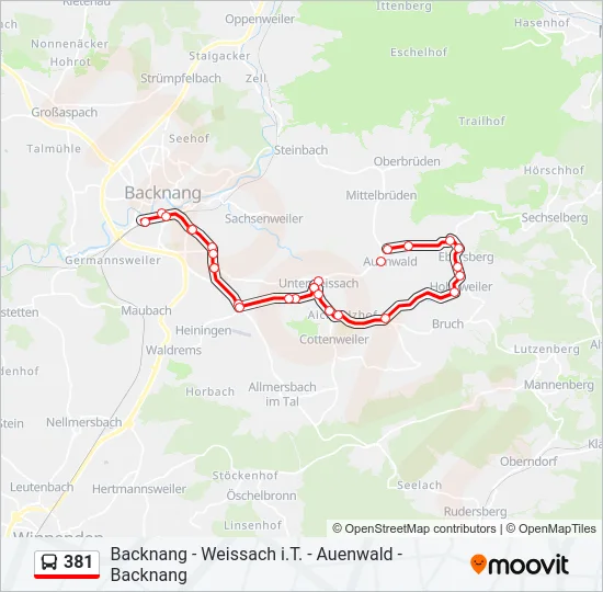 381 Bus Line Map