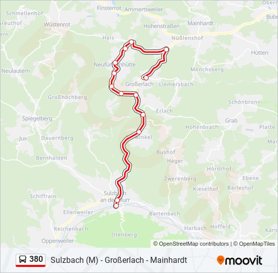 380 bus Line Map