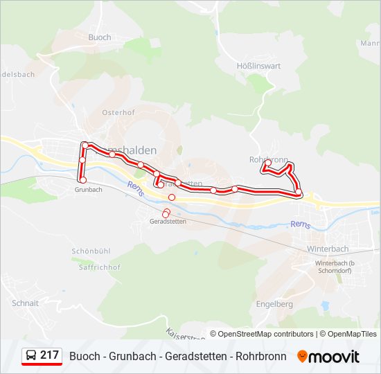 217 bus Line Map