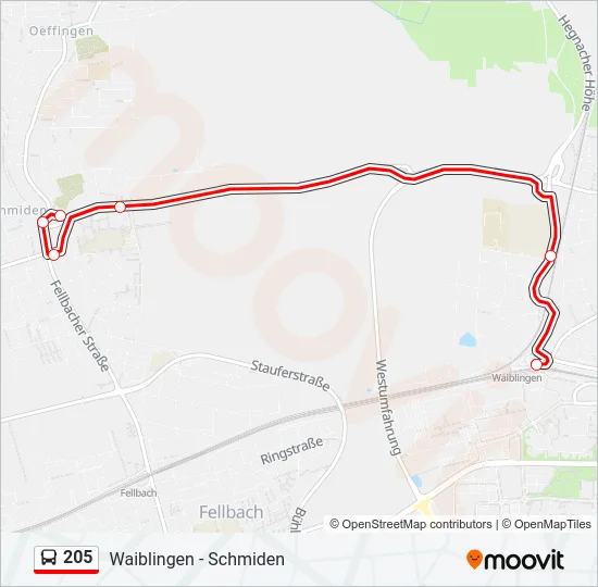 205 Bus Line Map