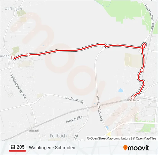 205 Bus Line Map