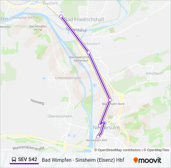 SEV S42 Bus Line Map