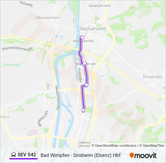 SEV S42 Bus Line Map