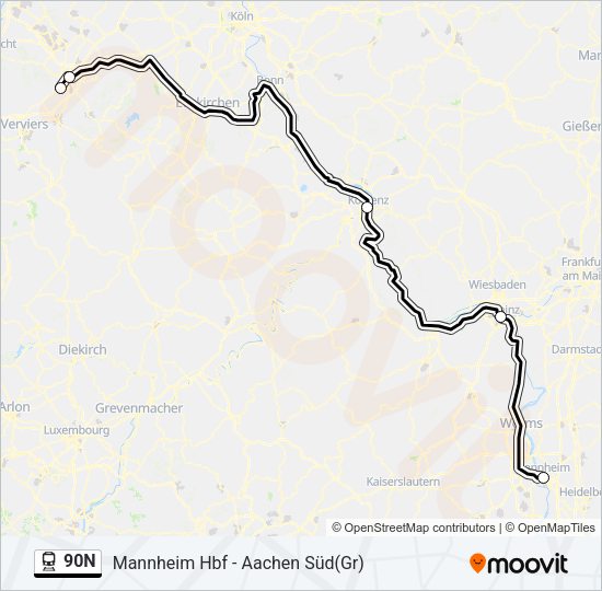 90N Train Line Map