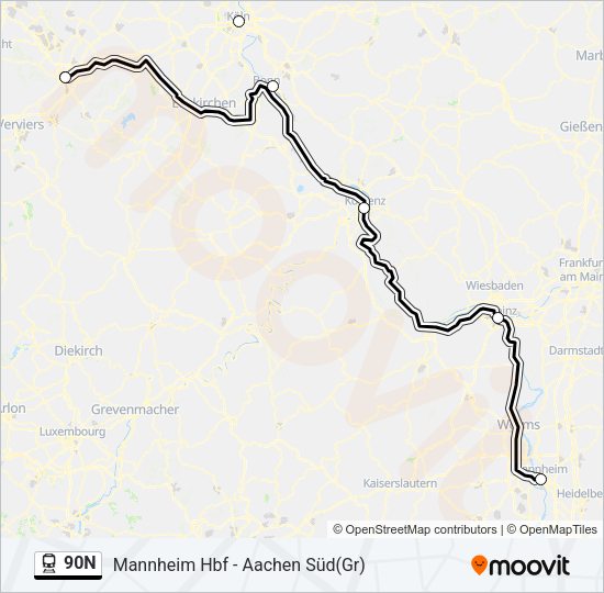 90N Train Line Map