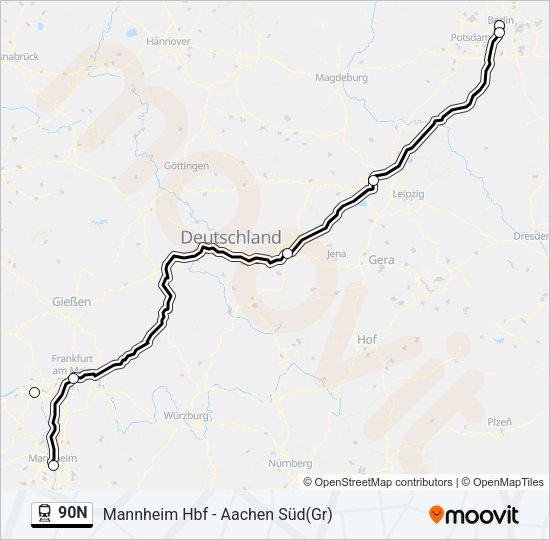 90N Train Line Map