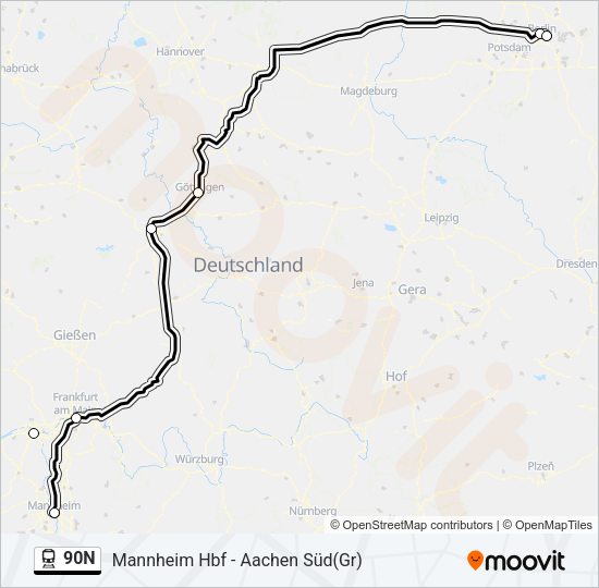 90N Train Line Map