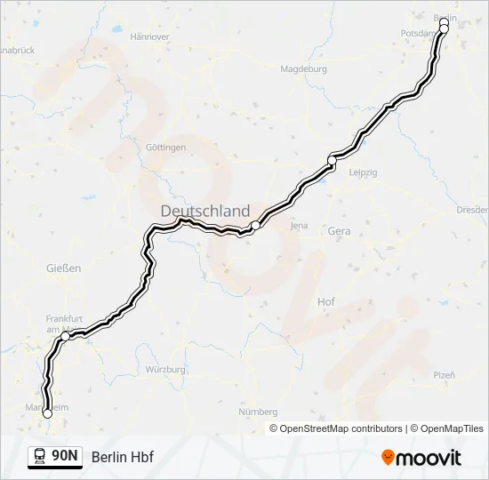 Bahnlinie 90N Karte