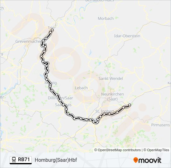 Bahnlinie RB71 Karte
