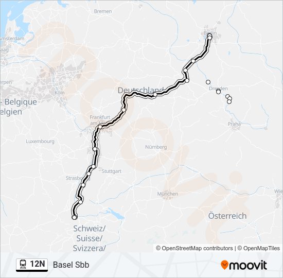 12N Train Line Map