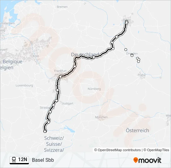12N Train Line Map