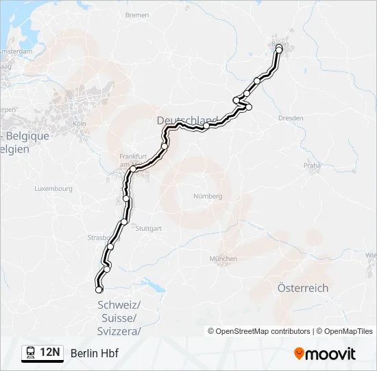12N Train Line Map
