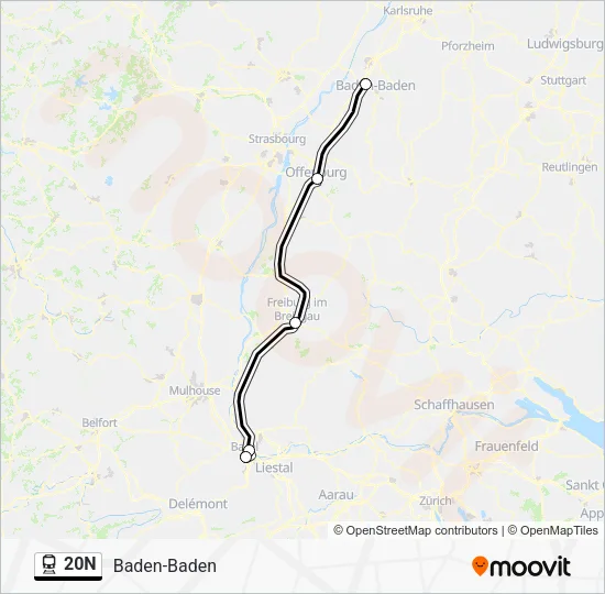Поезд 20N: карта маршрута