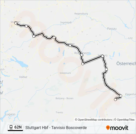 62N Train Line Map