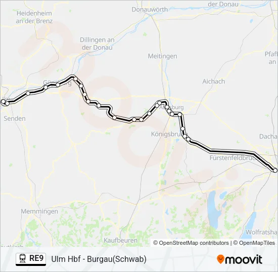 RE9 Train Line Map