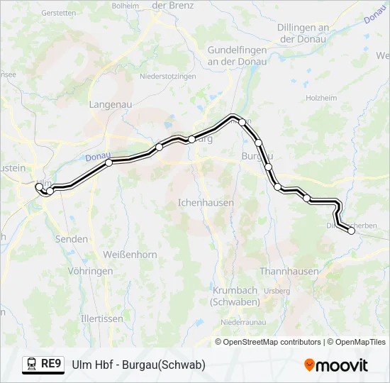 RE9 Train Line Map