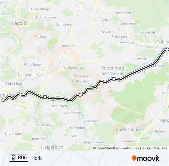 Bahnlinie RB6 Karte