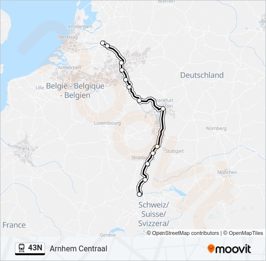 Bahnlinie 43N Karte