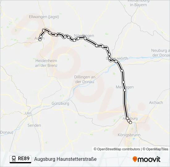Bahnlinie RE89 Karte