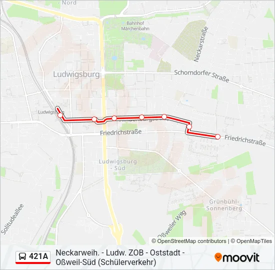 421A Bus Line Map