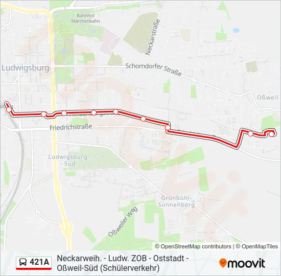 421A Bus Line Map