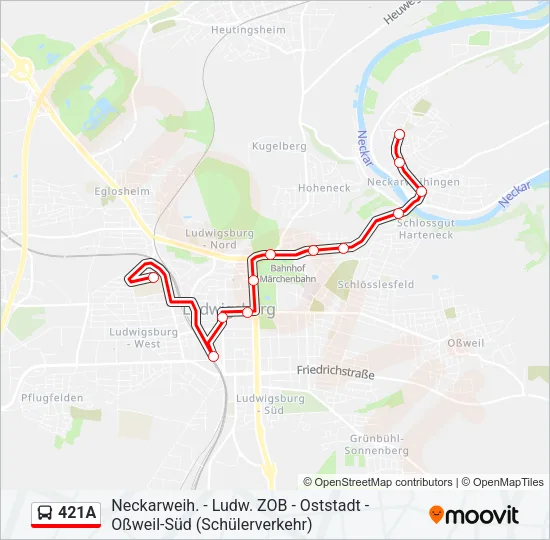 421A Bus Line Map