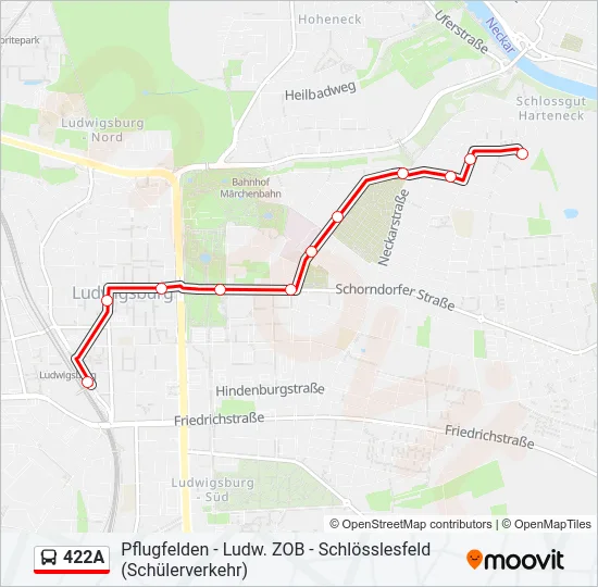 422A Bus Line Map