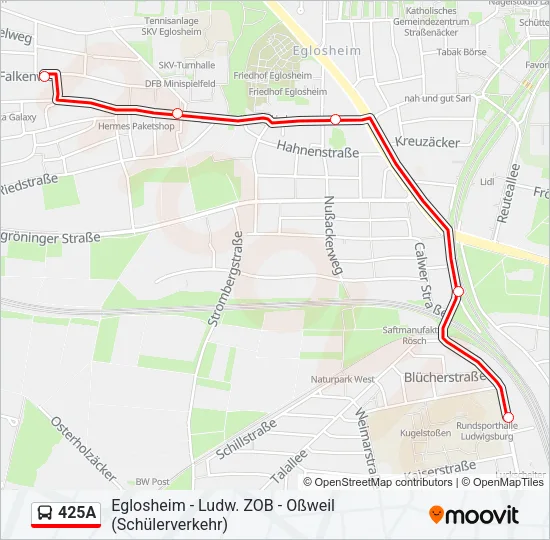 425A Bus Line Map