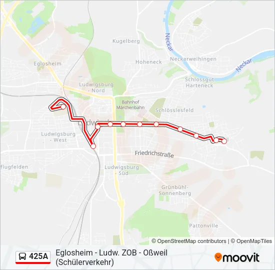 425A Bus Line Map