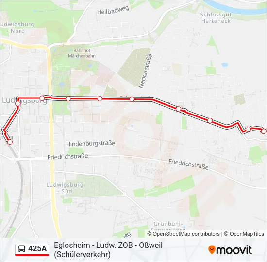 425A Bus Line Map