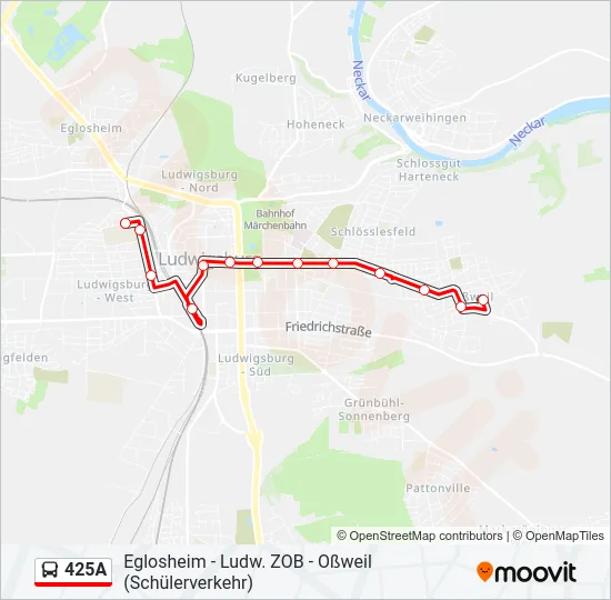 425A Bus Line Map